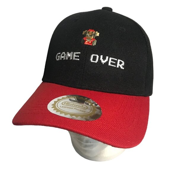 Super Mario Bros. "Game Over" Hat Black/Red One Size Nintendo Licensed Product - Picture 1 of 11